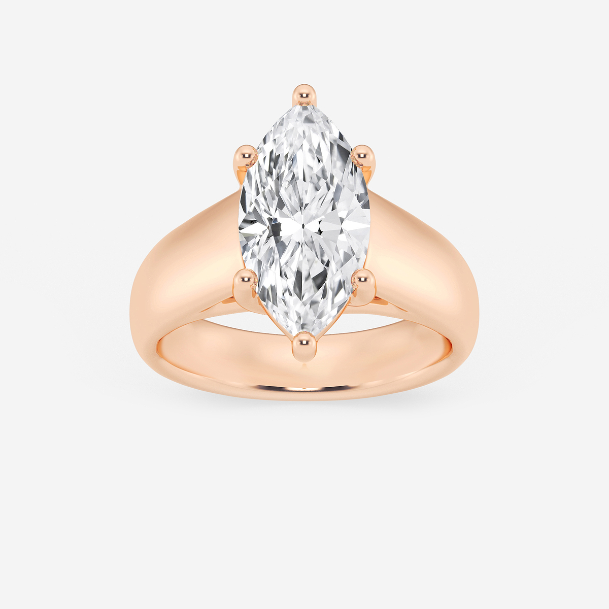 3 ctw Marquise Lab Grown Diamond Wide Shank Solitaire Engagement Ring