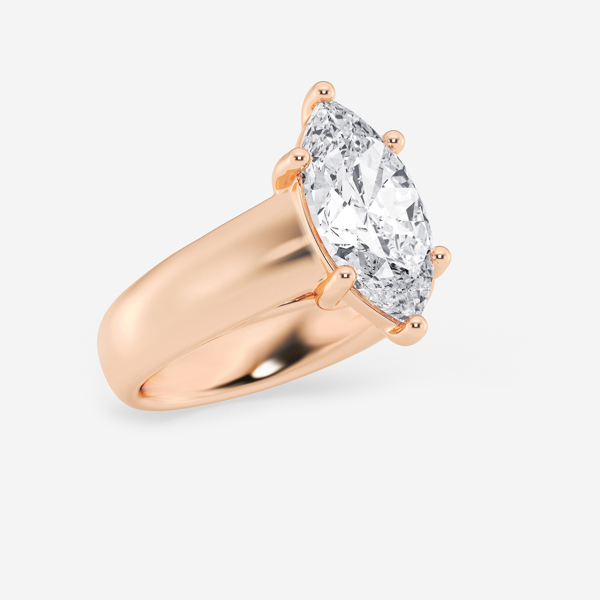 Additional Image 1 for  3 ctw Marquise Lab Grown Diamond Wide Shank Solitaire Engagement Ring