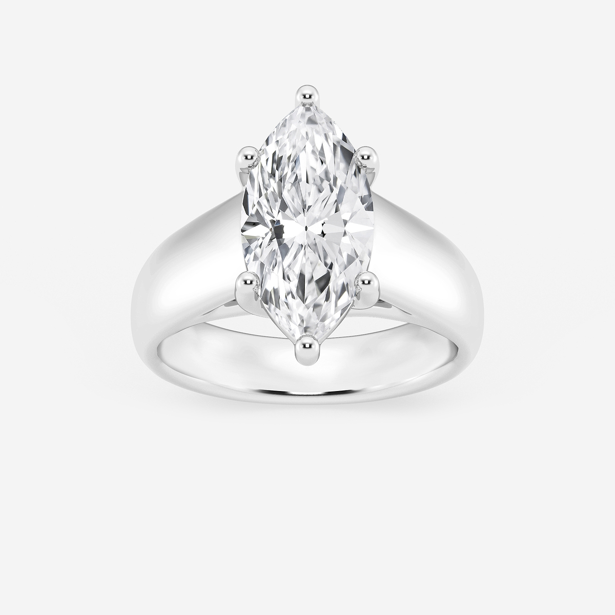 3 ctw Marquise Lab Grown Diamond Wide Shank Solitaire Engagement Ring
