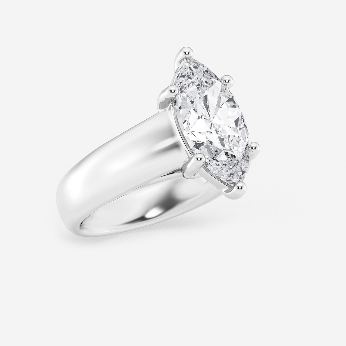 Additional Image 1 for  3 ctw Marquise Lab Grown Diamond Wide Shank Solitaire Engagement Ring