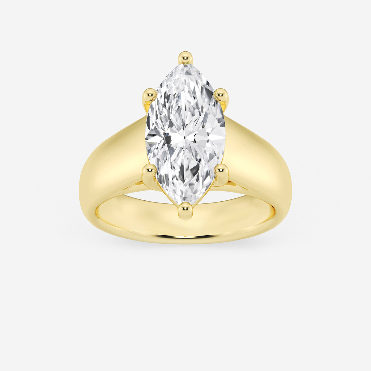 3 ctw Marquise Lab Grown Diamond Wide Shank Solitaire Engagement Ring