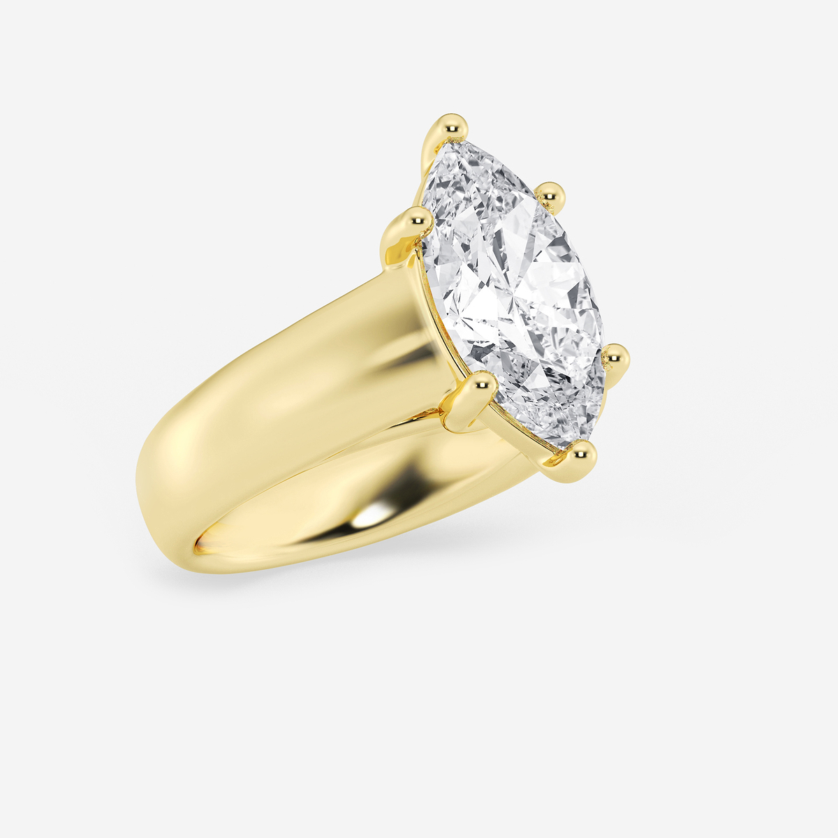 Additional Image 1 for  3 ctw Marquise Lab Grown Diamond Wide Shank Solitaire Engagement Ring
