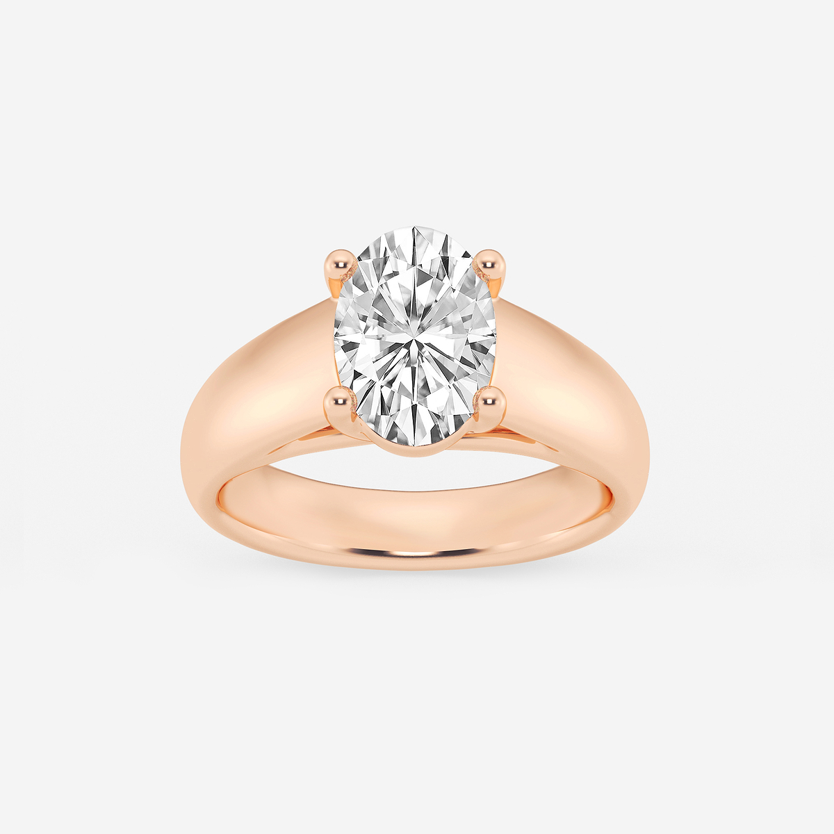 2 ctw Oval Lab Grown Diamond Wide Shank Solitaire Engagement Ring
