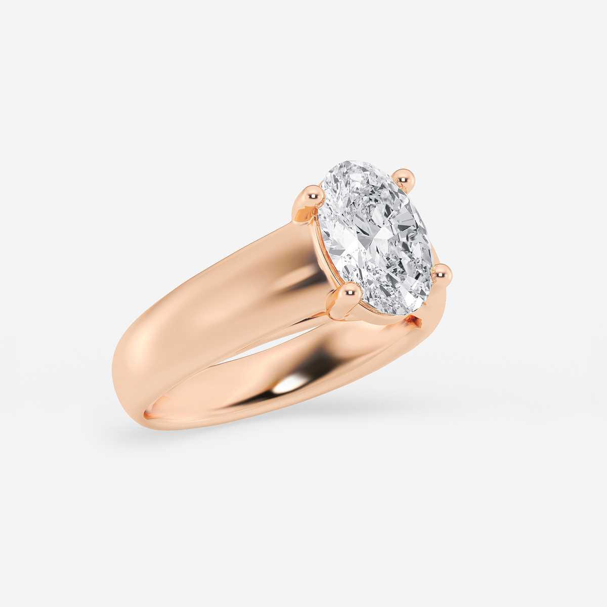 Additional Image 1 for  2 ctw Oval Lab Grown Diamond Wide Shank Solitaire Engagement Ring