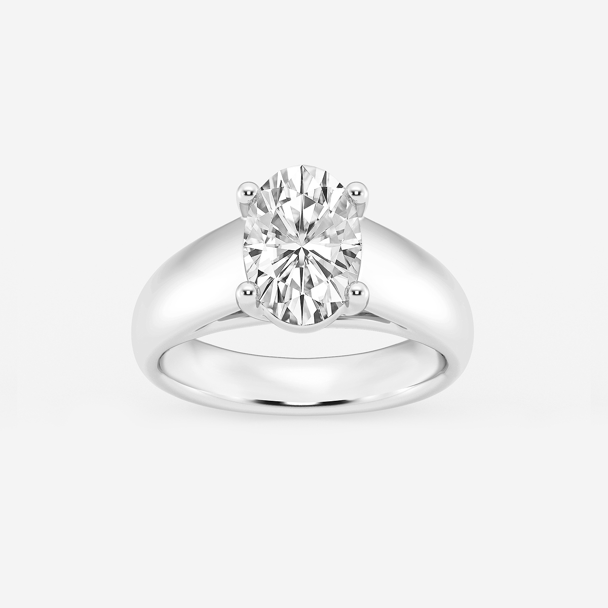 2 ctw Oval Lab Grown Diamond Wide Shank Solitaire Engagement Ring