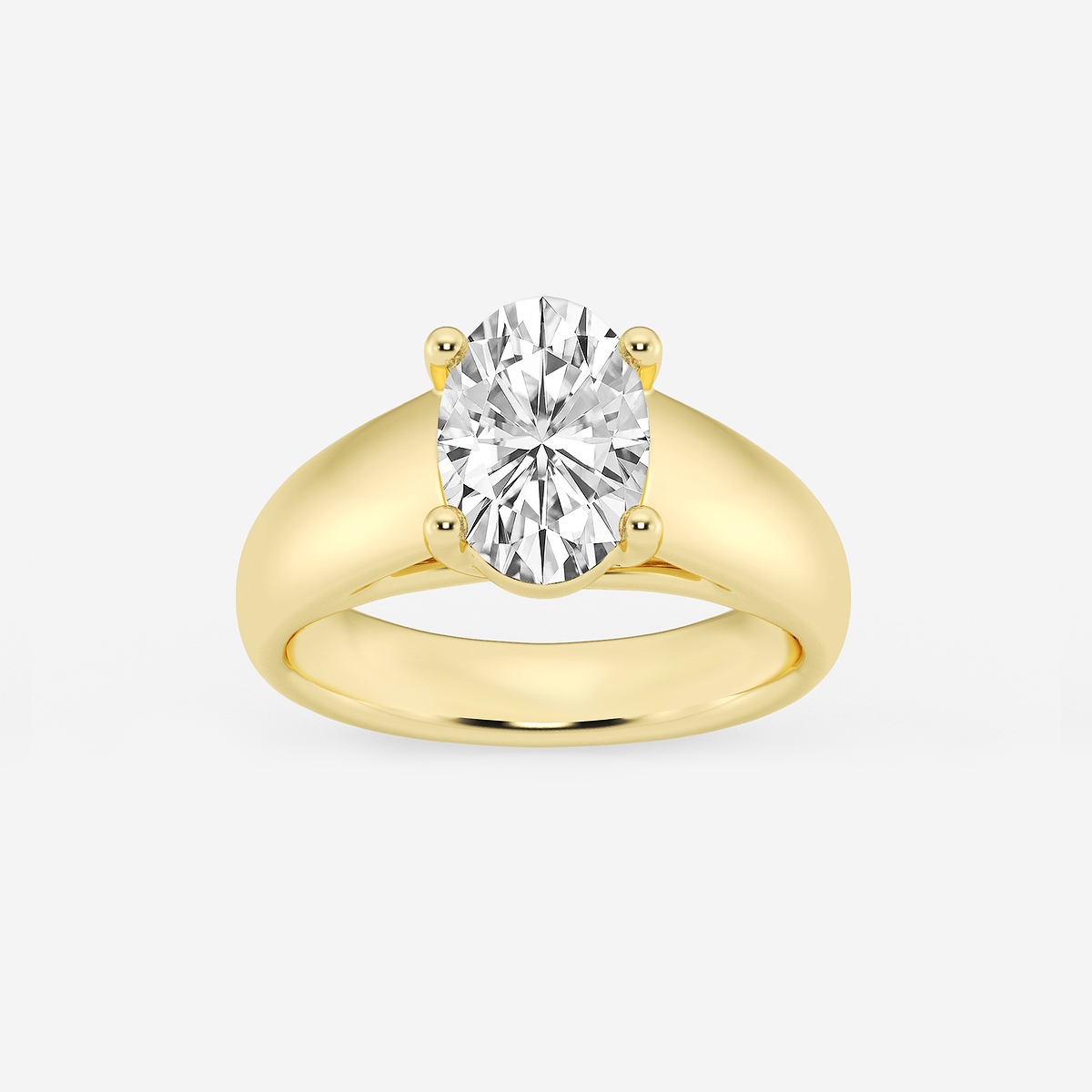2 ctw Oval Lab Grown Diamond Wide Shank Solitaire Engagement Ring