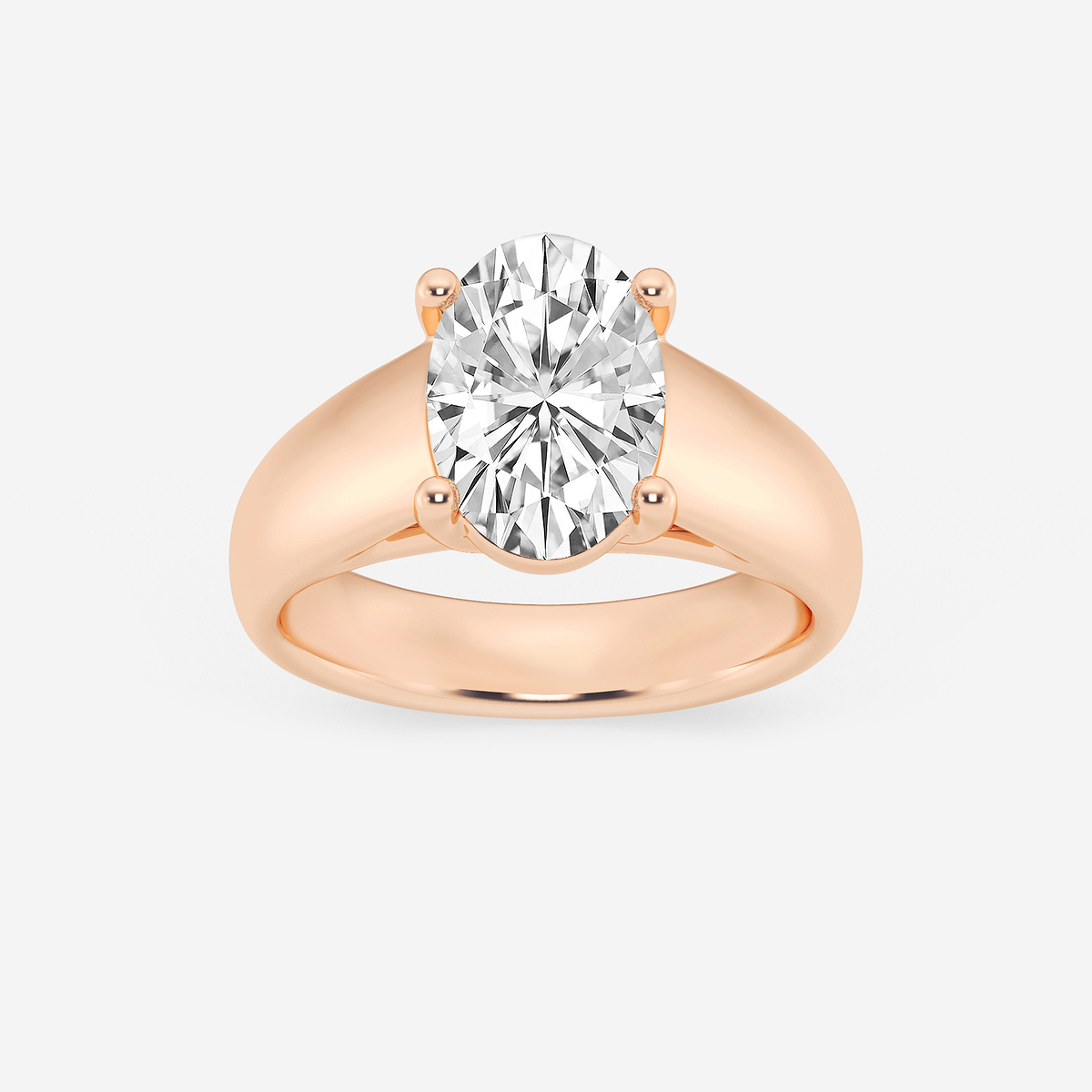 2 1/2 ctw Oval Lab Grown Diamond Wide Shank Solitaire Engagement Ring