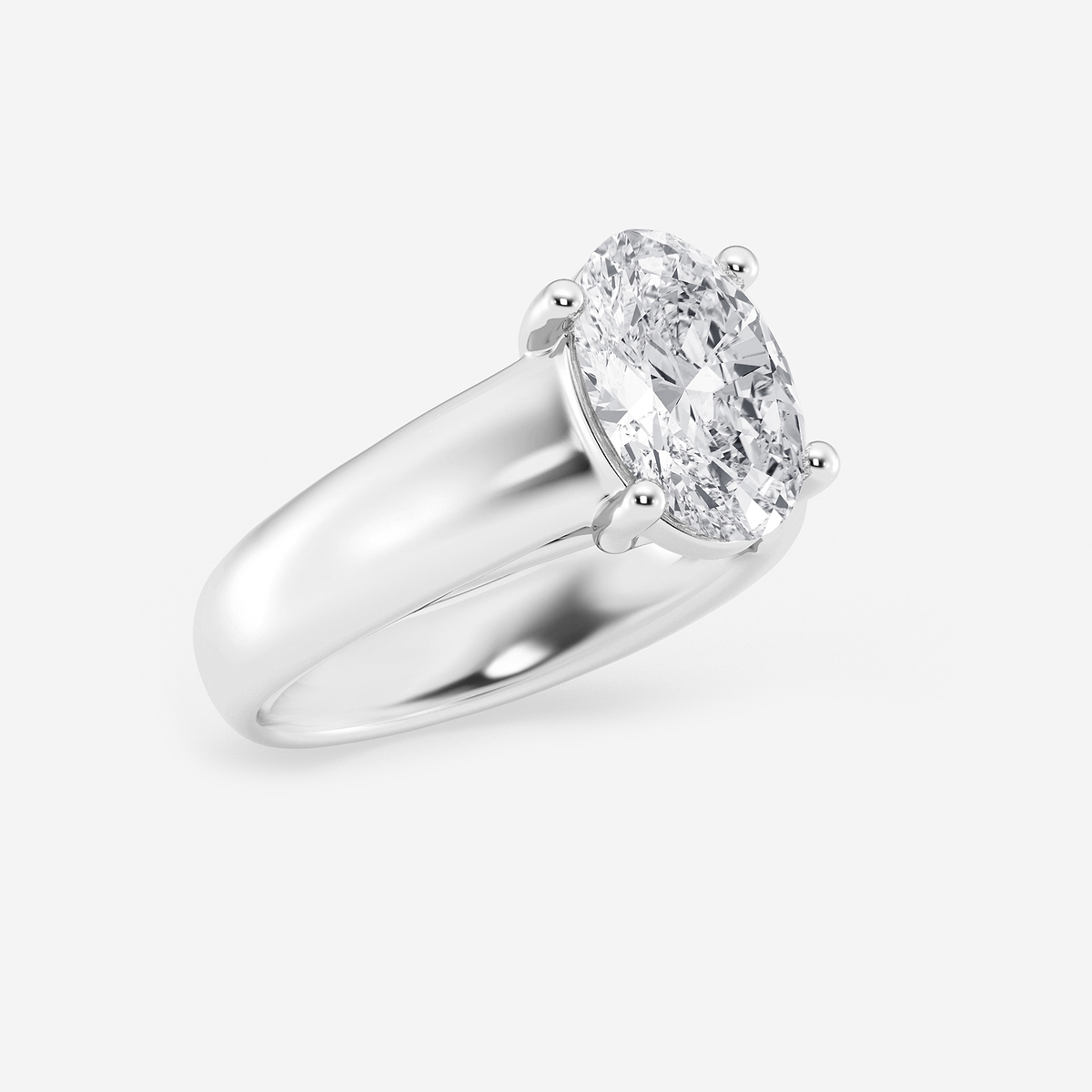 Additional Image 1 for  2 1/2 ctw Oval Lab Grown Diamond Wide Shank Solitaire Engagement Ring
