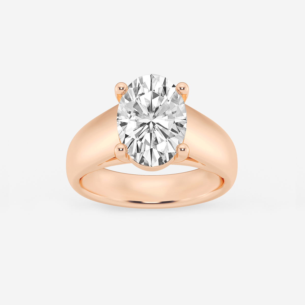 3 ctw Oval Lab Grown Diamond Wide Shank Solitaire Engagement Ring