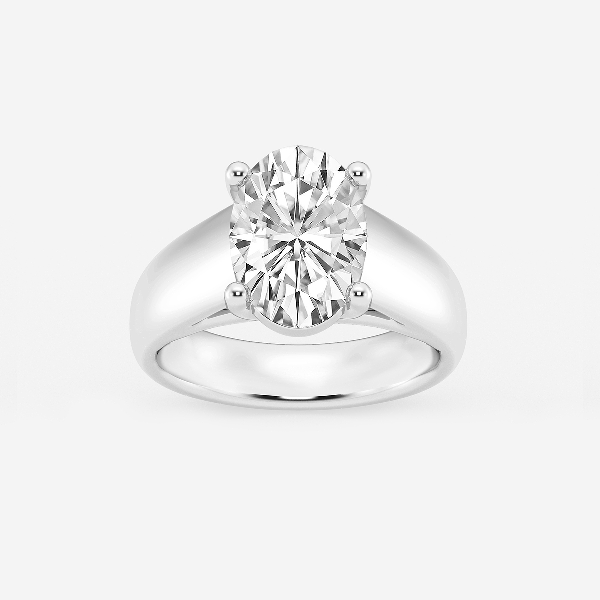 3 ctw Oval Lab Grown Diamond Wide Shank Solitaire Engagement Ring