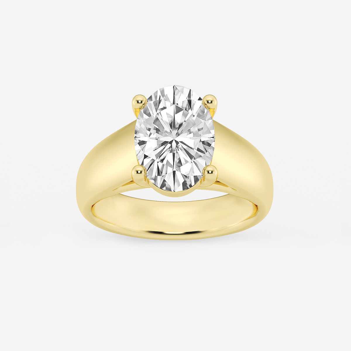 3 ctw Oval Lab Grown Diamond Wide Shank Solitaire Engagement Ring