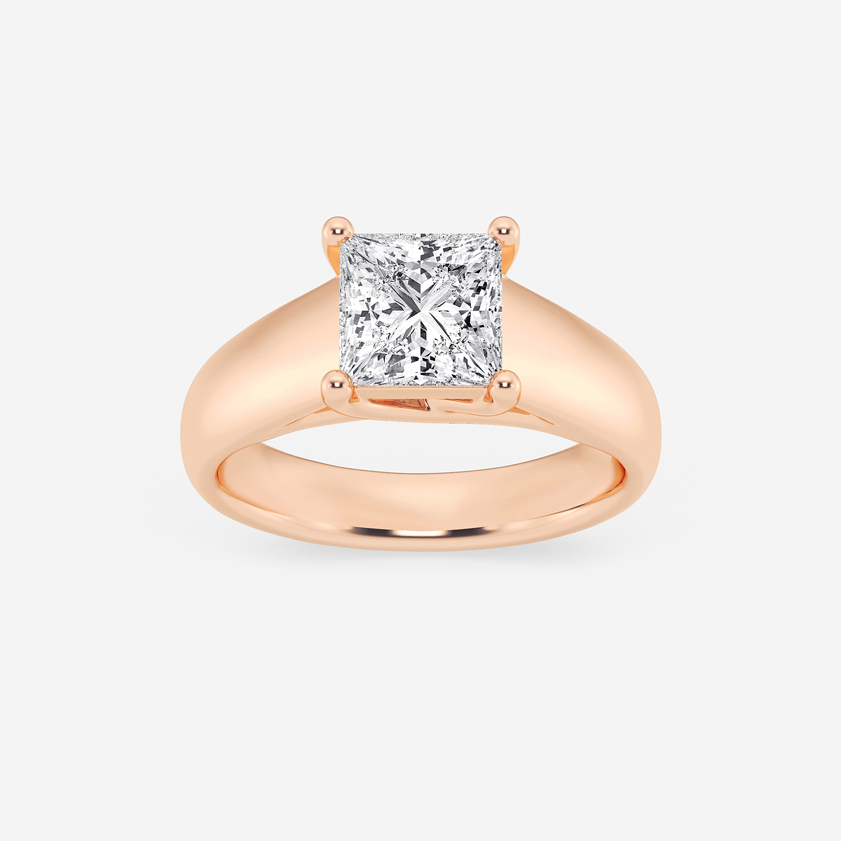 2 ctw Princess Lab Grown Diamond Wide Shank Solitaire Engagement Ring