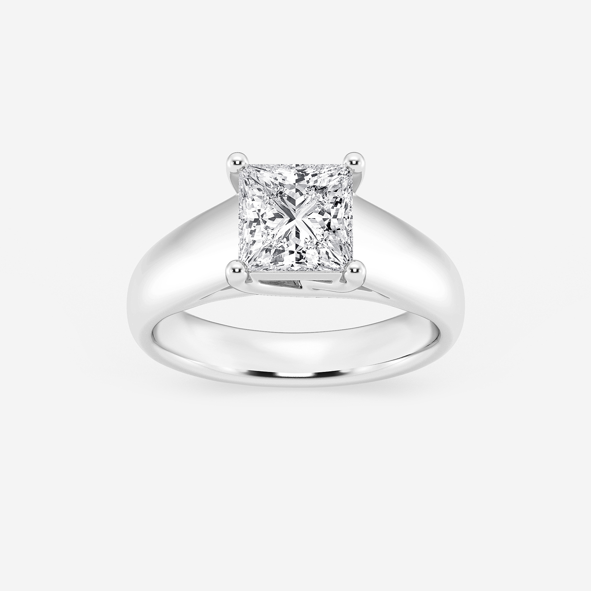 2 ctw Princess Lab Grown Diamond Wide Shank Solitaire Engagement Ring