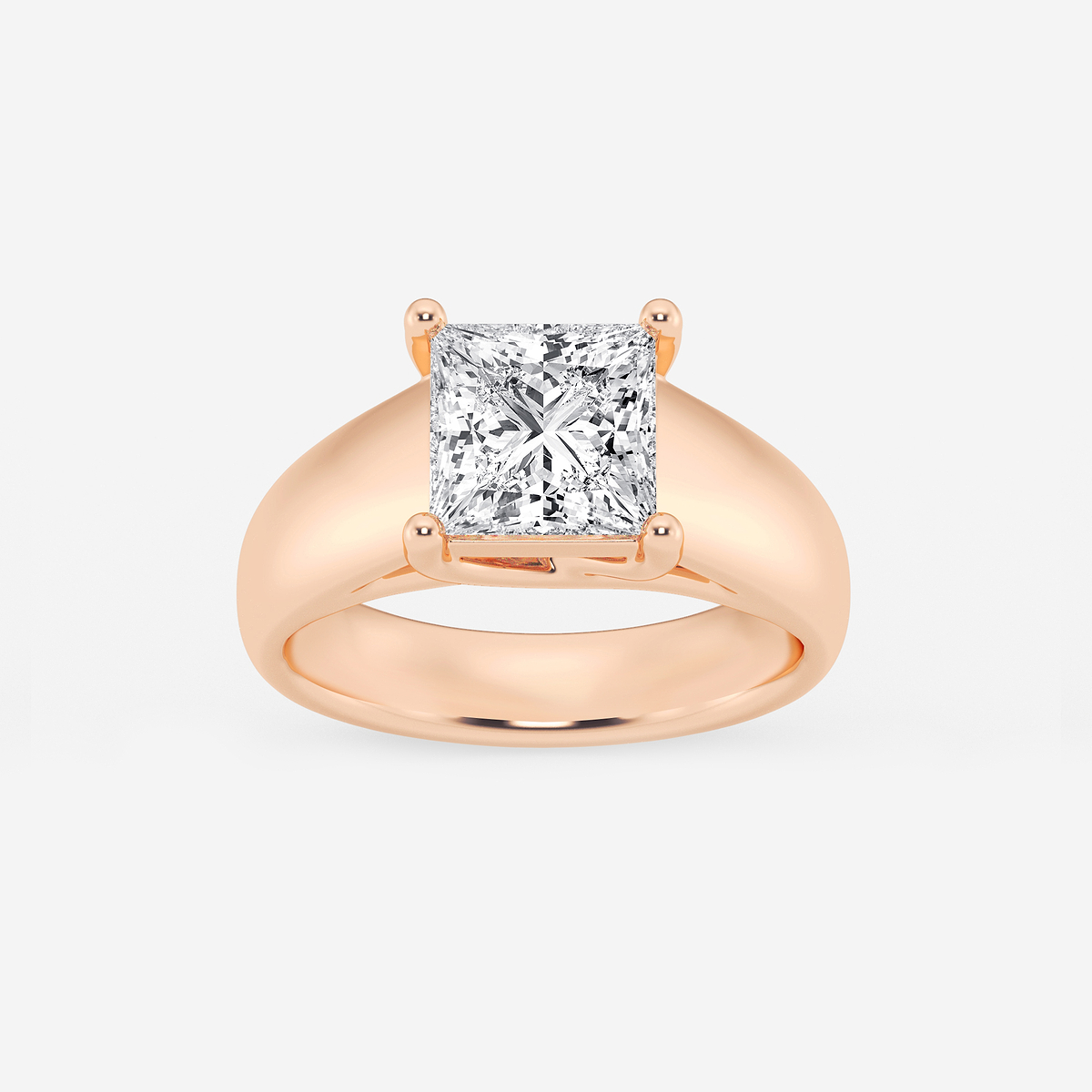 2 1/2 ctw Princess Lab Grown Diamond Wide Shank Solitaire Engagement Ring