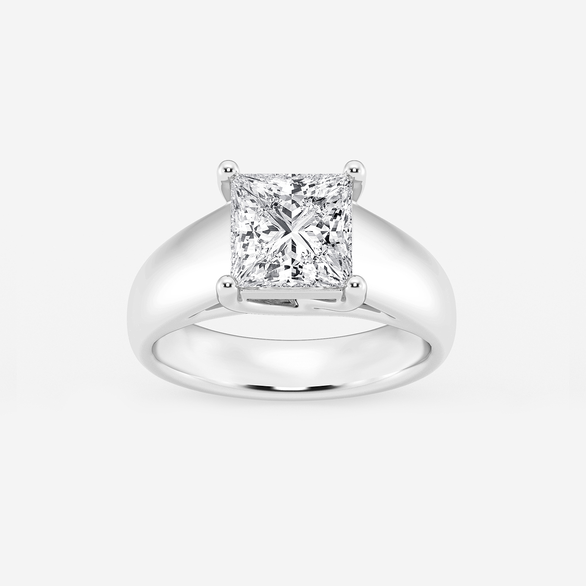 2 1/2 ctw Princess Lab Grown Diamond Wide Shank Solitaire Engagement Ring