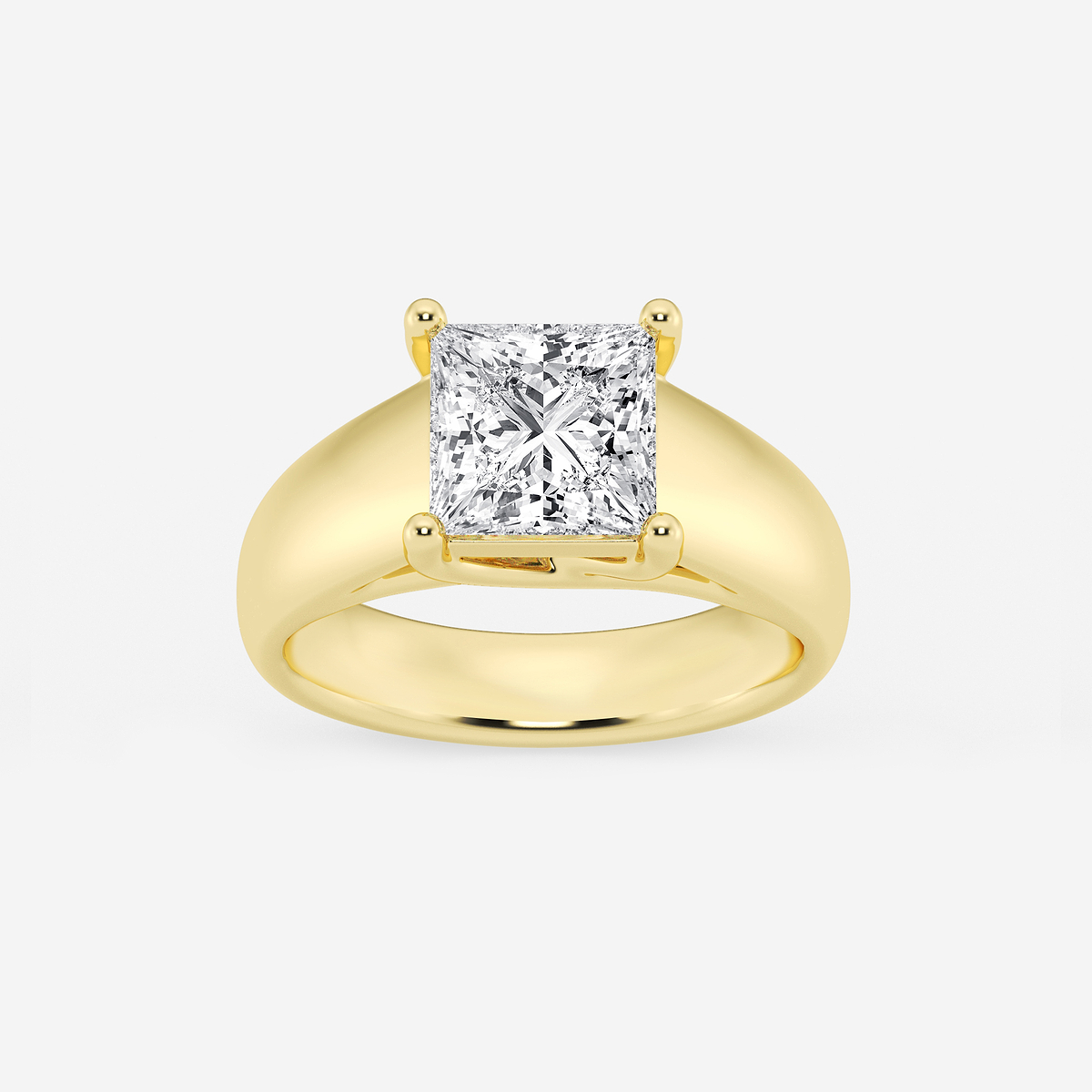 2 1/2 ctw Princess Lab Grown Diamond Wide Shank Solitaire Engagement Ring