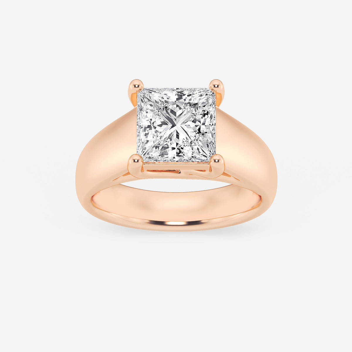 3 ctw Princess Lab Grown Diamond Wide Shank Solitaire Engagement Ring