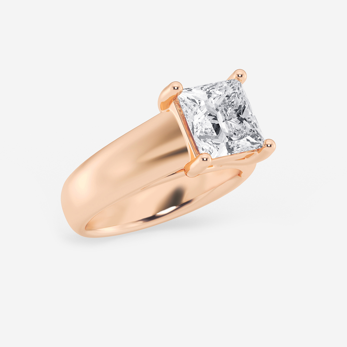 Additional Image 1 for  3 ctw Princess Lab Grown Diamond Wide Shank Solitaire Engagement Ring
