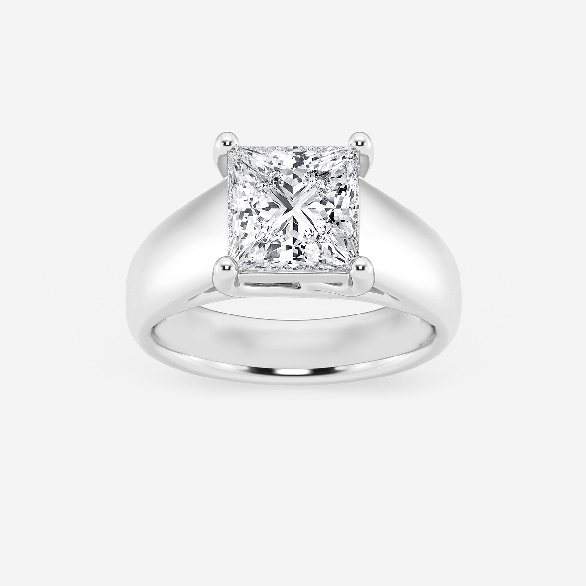 3 ctw Princess Lab Grown Diamond Wide Shank Solitaire Engagement Ring