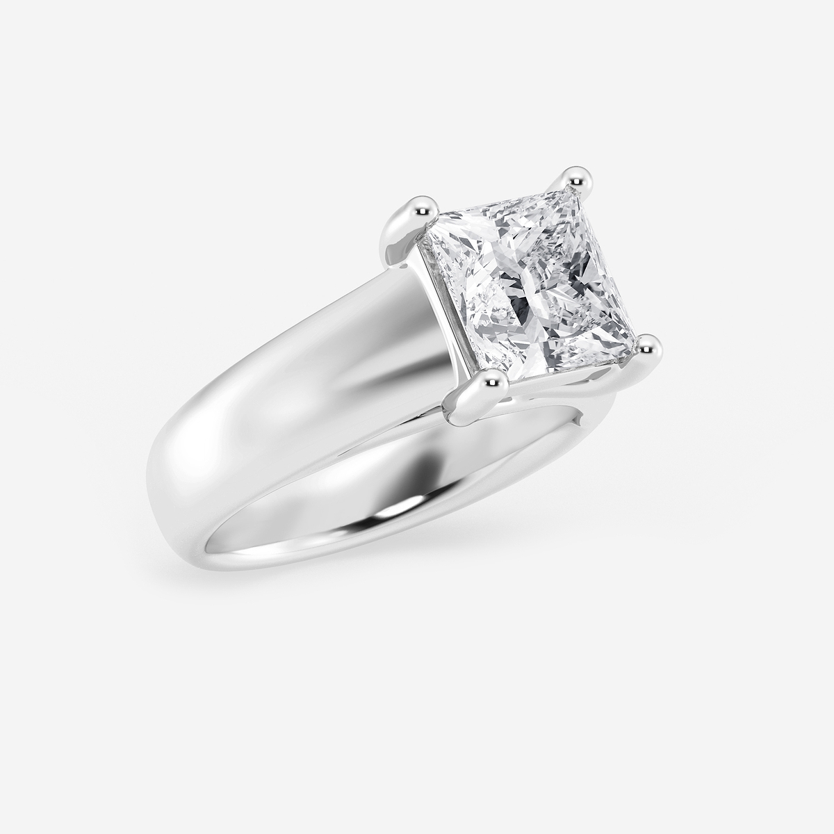 Additional Image 1 for  3 ctw Princess Lab Grown Diamond Wide Shank Solitaire Engagement Ring