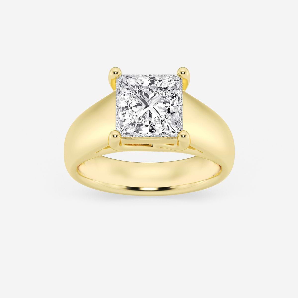3 ctw Princess Lab Grown Diamond Wide Shank Solitaire Engagement Ring