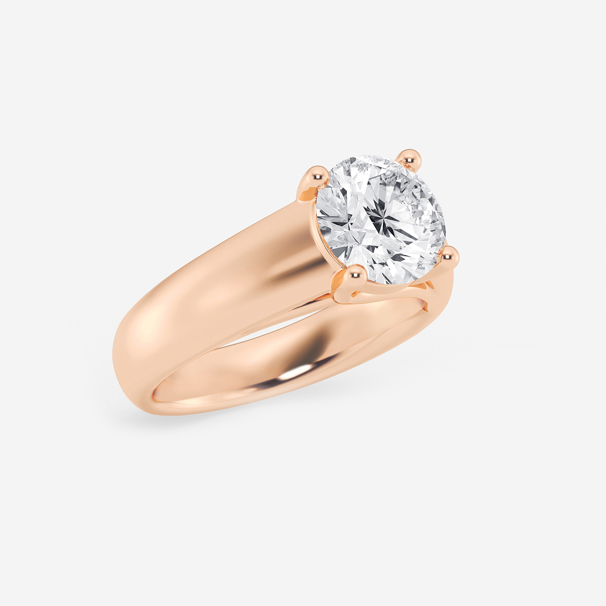 Additional Image 1 for  2 ctw Round Lab Grown Diamond Wide Shank Solitaire Engagement Ring