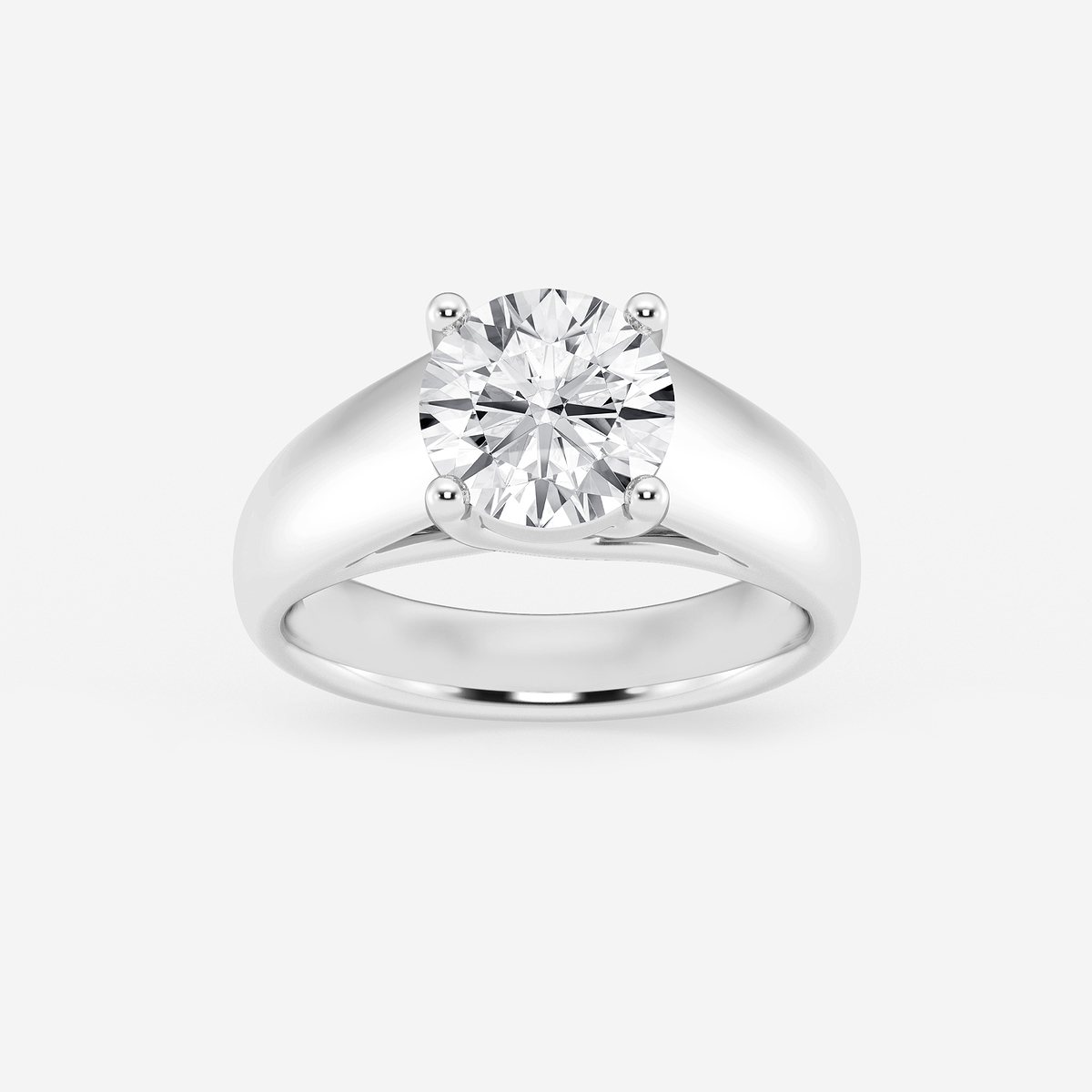 2 ctw Round Lab Grown Diamond Wide Shank Solitaire Engagement Ring