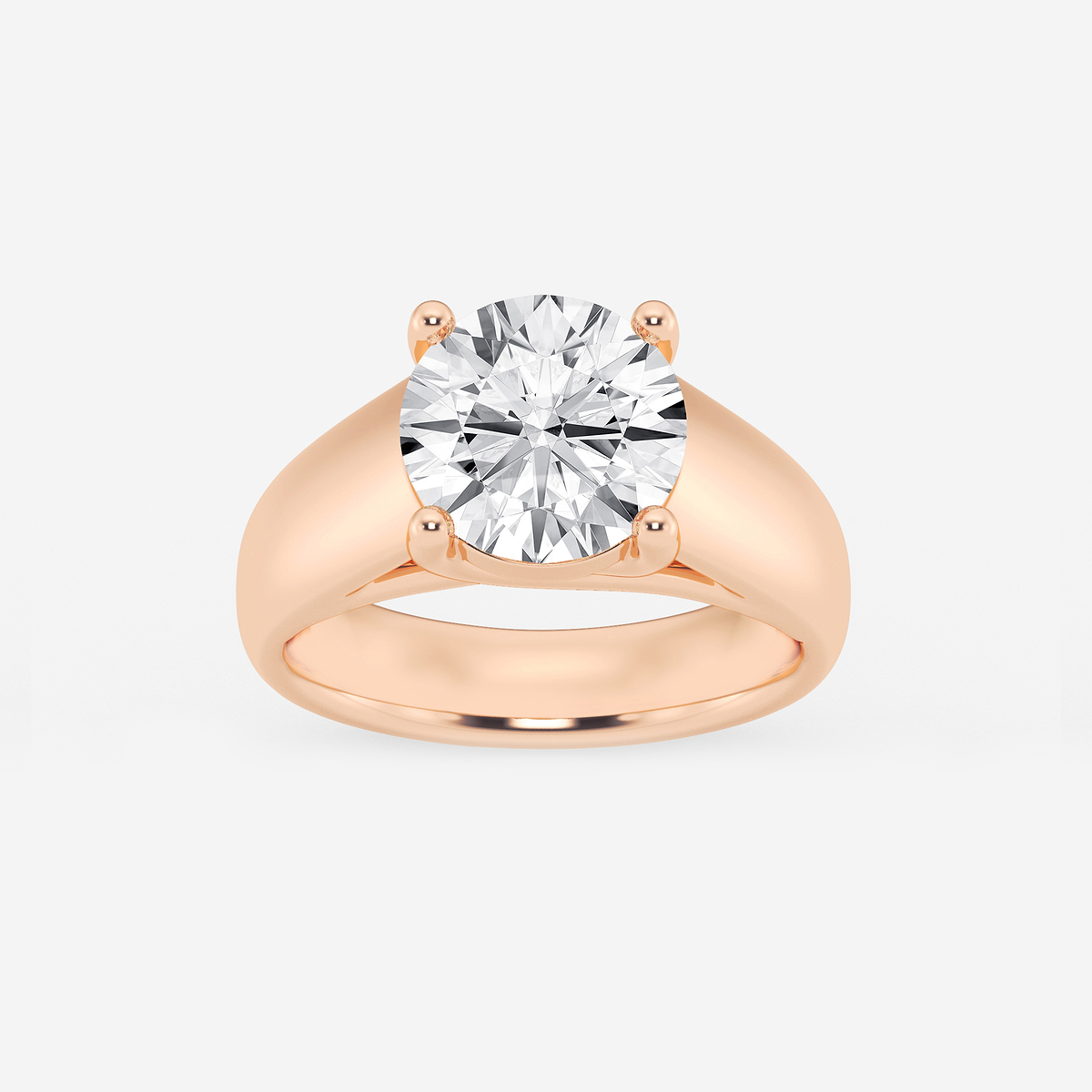 3 ctw Round Lab Grown Diamond Wide Shank Solitaire Engagement Ring