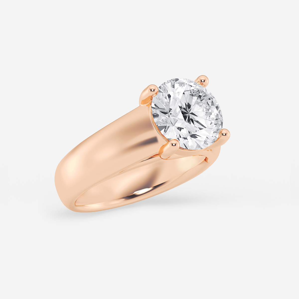 Additional Image 1 for  3 ctw Round Lab Grown Diamond Wide Shank Solitaire Engagement Ring