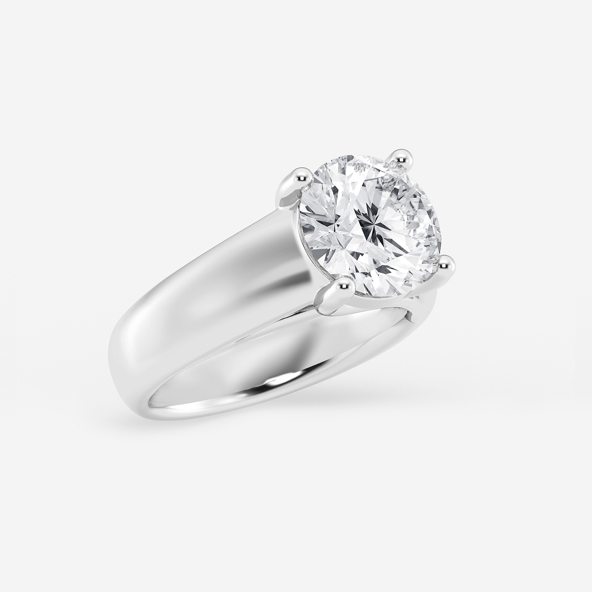 Additional Image 1 for  3 ctw Round Lab Grown Diamond Wide Shank Solitaire Engagement Ring