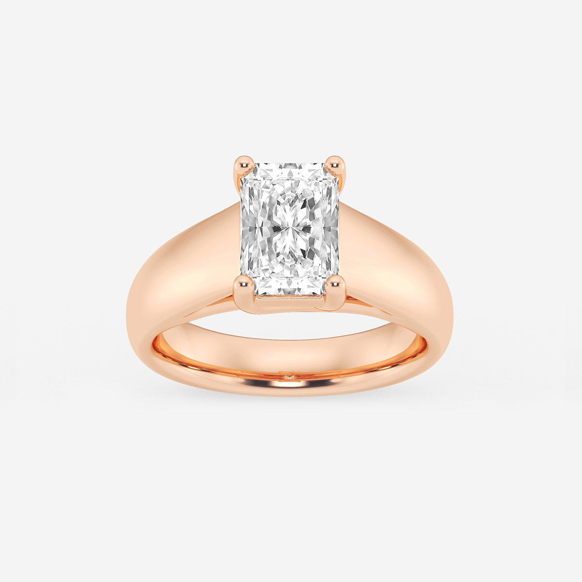 2 ctw Radiant Lab Grown Diamond Wide Shank Solitaire Engagement Ring