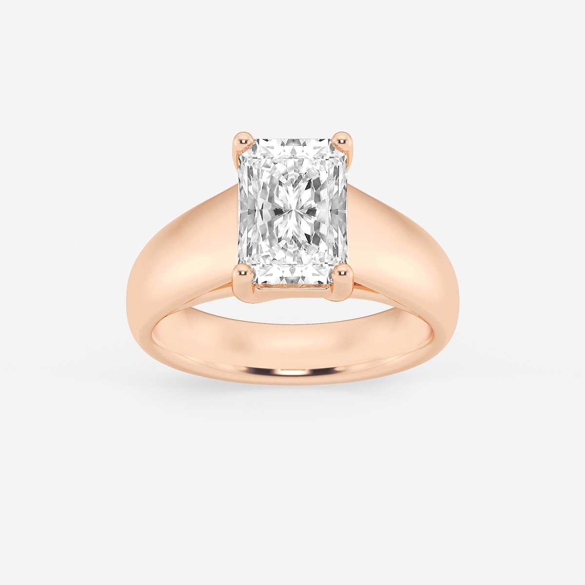 2 1/2 ctw Radiant Lab Grown Diamond Wide Shank Solitaire Engagement Ring