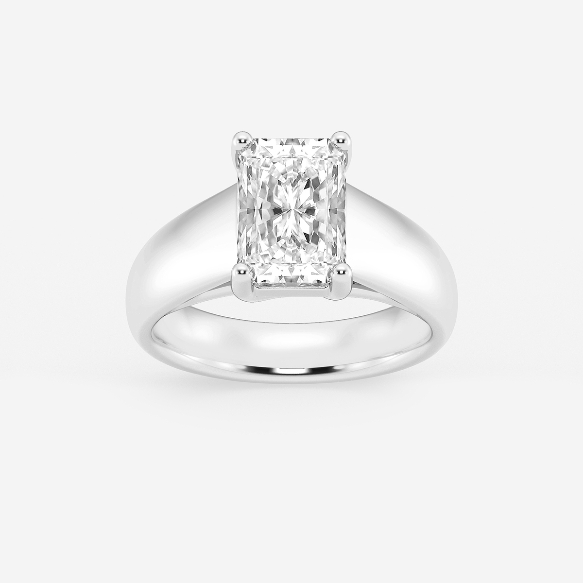 2 1/2 ctw Radiant Lab Grown Diamond Wide Shank Solitaire Engagement Ring