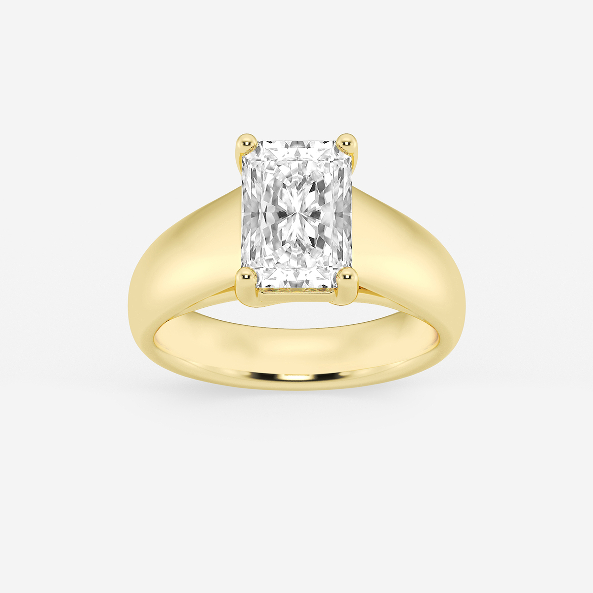 2 1/2 ctw Radiant Lab Grown Diamond Wide Shank Solitaire Engagement Ring