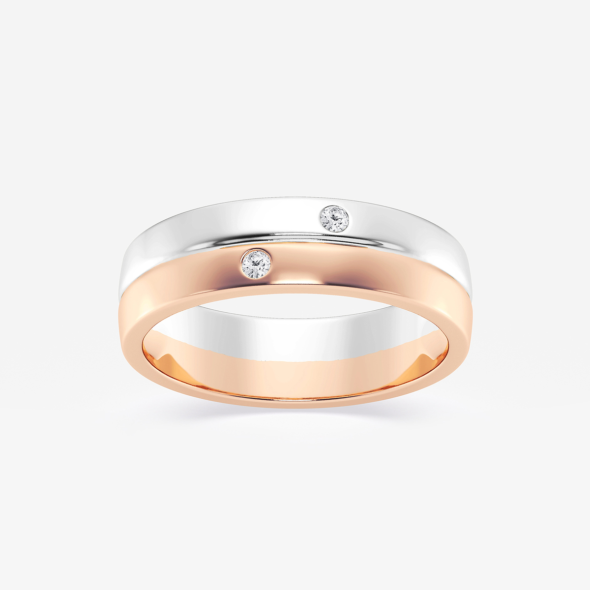 Round Lab Grown Diamond Double Burnished Wedding Band