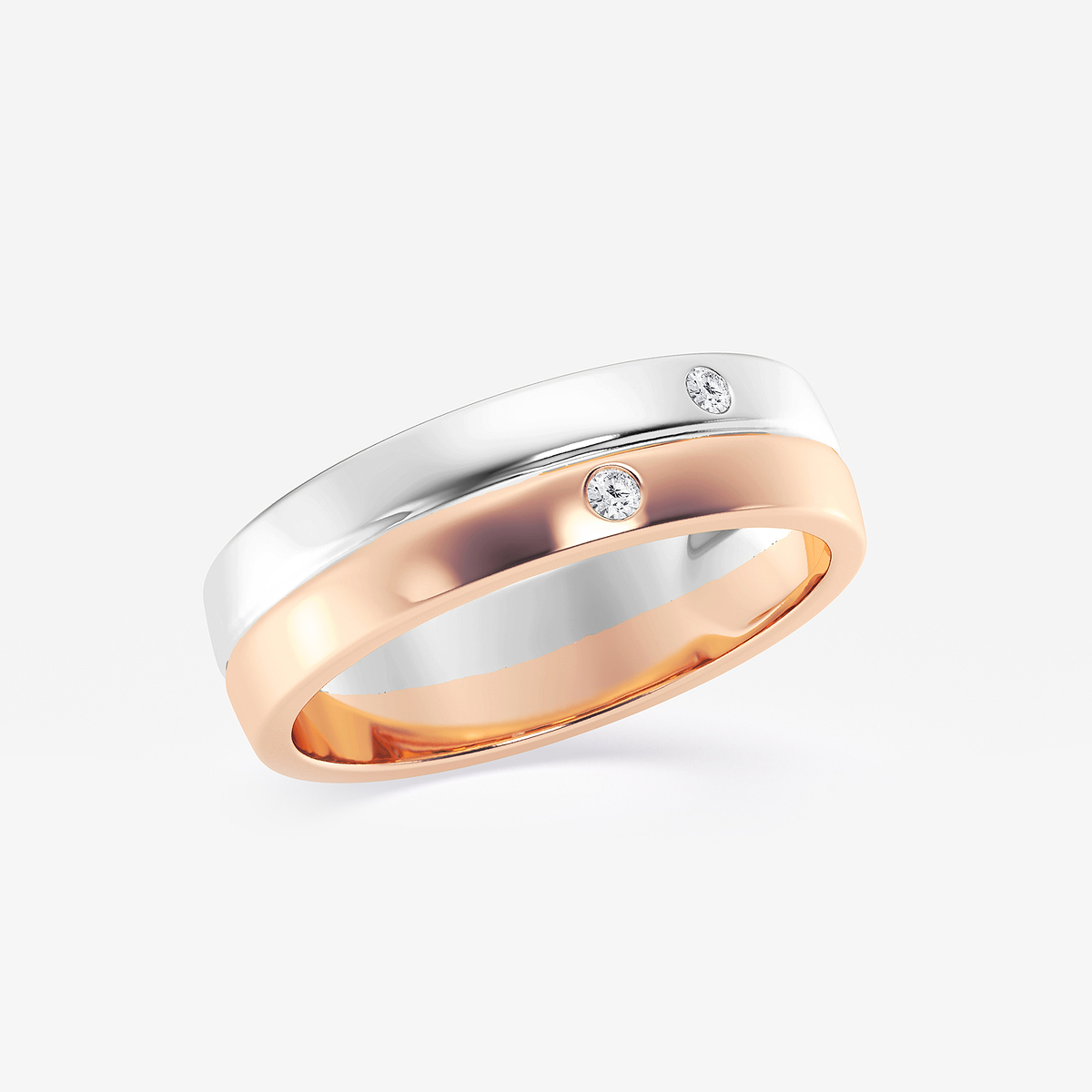 Additional Image 1 for  Round Lab Grown Diamond Double Burnished Wedding Band