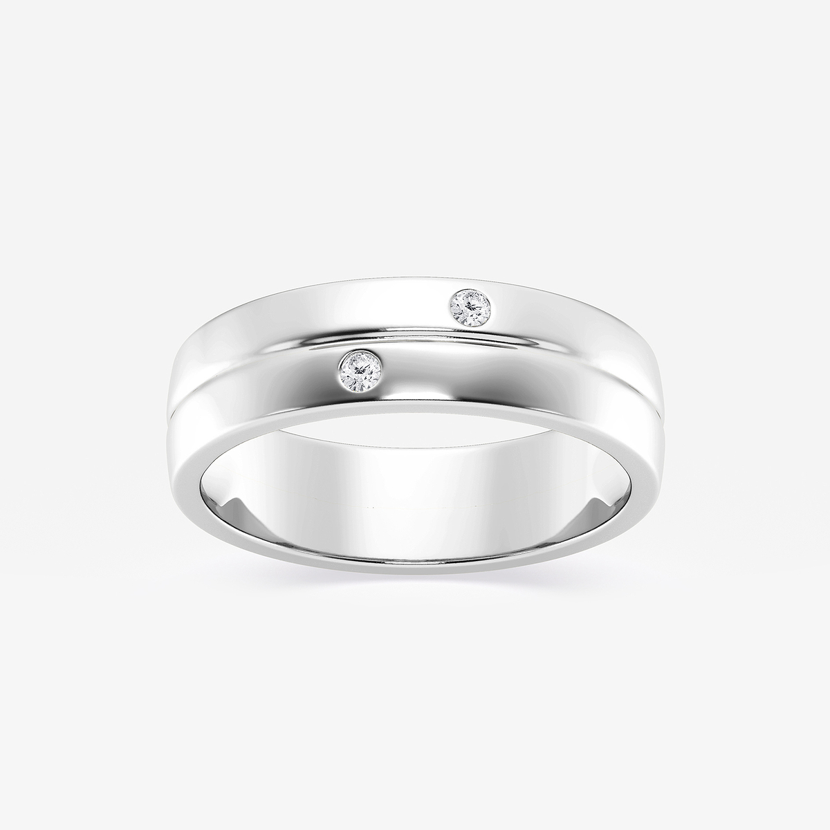 Round Lab Grown Diamond Double Burnished Wedding Band