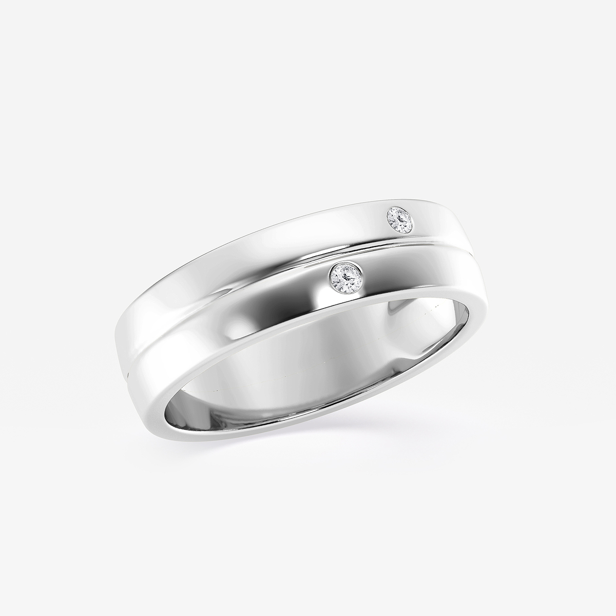 Additional Image 1 for  Round Lab Grown Diamond Double Burnished Wedding Band