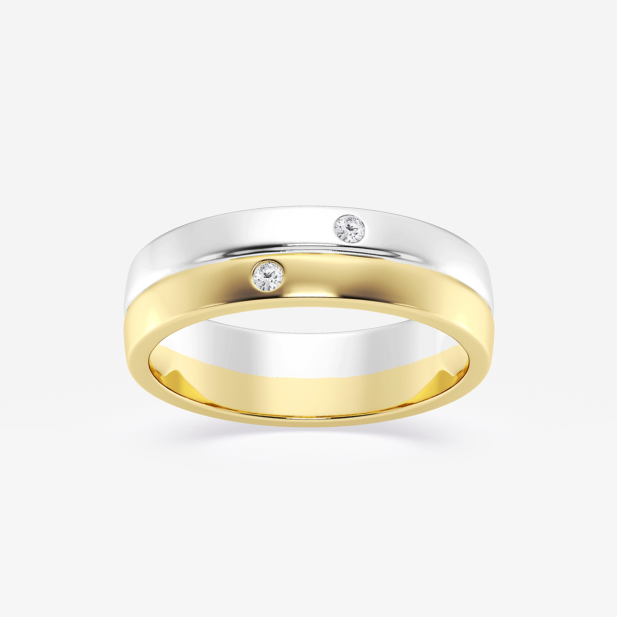Round Lab Grown Diamond Double Burnished Wedding Band
