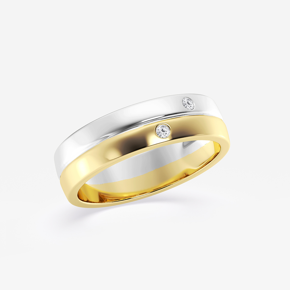 Additional Image 1 for  Round Lab Grown Diamond Double Burnished Wedding Band