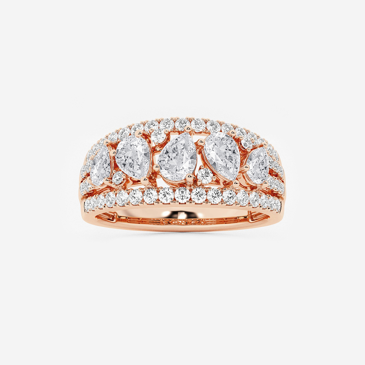 1 1/2 ctw Pear and Round Lab Grown Diamond Alternating Band