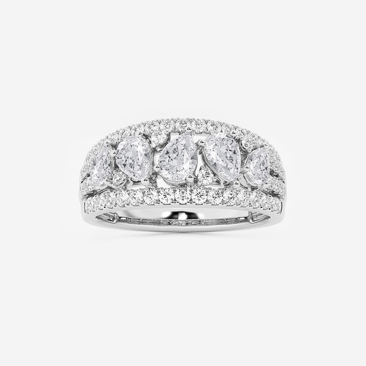 1 1/2 ctw Pear and Round Lab Grown Diamond Alternating Band