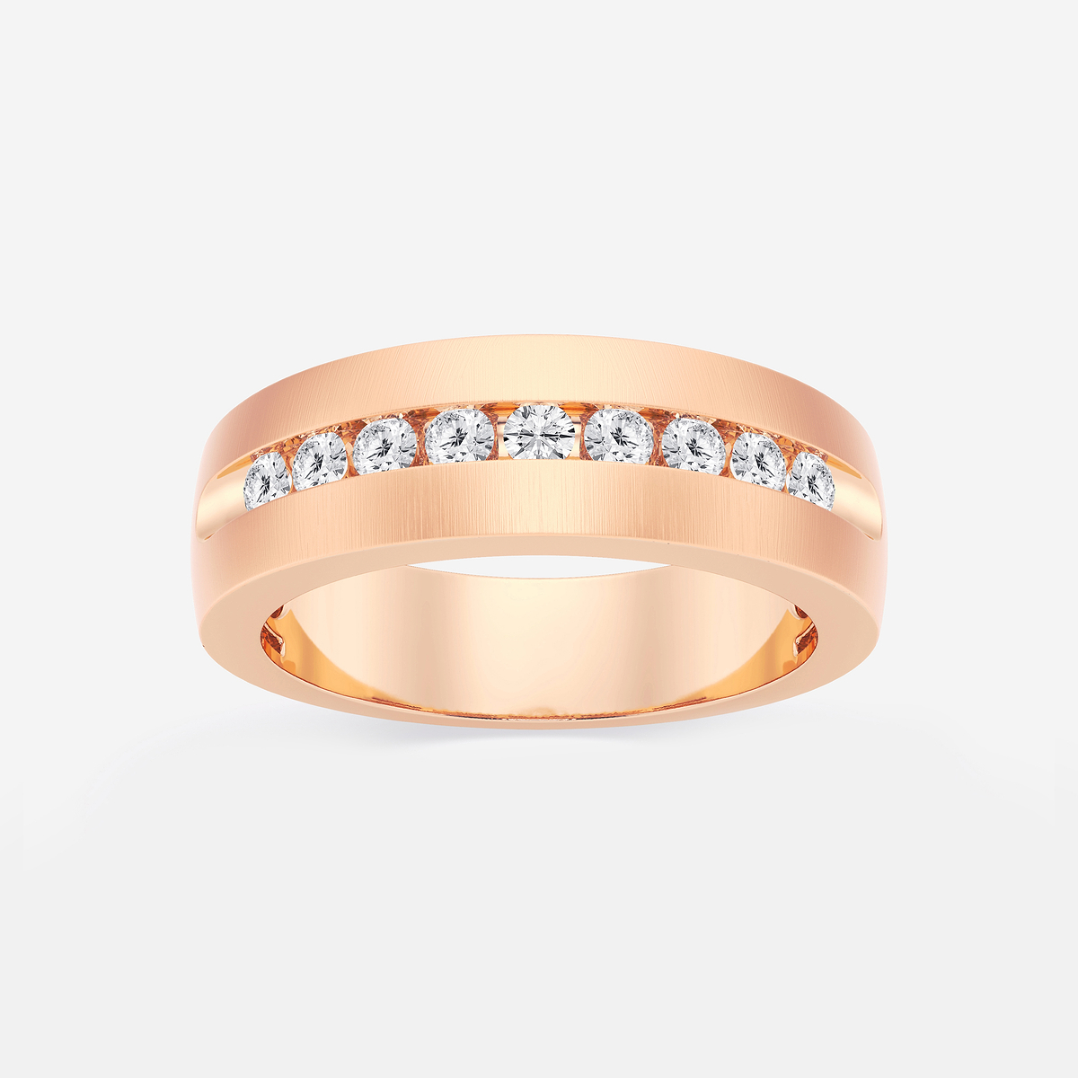 1/2 ctw Round Lab Grown Diamond Nine-Stone Wedding Band with Satin Finish