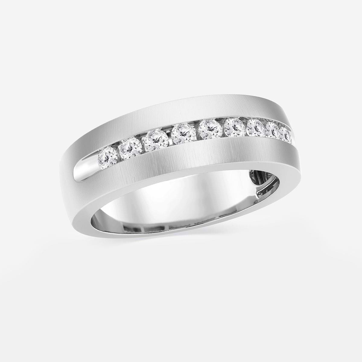 Additional Image 1 for  1/2 ctw Round Lab Grown Diamond Nine-Stone Wedding Band with Satin Finish