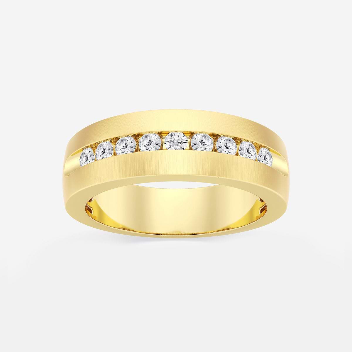 1/2 ctw Round Lab Grown Diamond Nine-Stone Wedding Band with Satin Finish 14K Yellow Gold, F, VS2