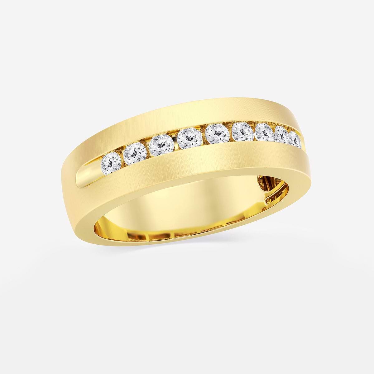 1/2 ctw Round Lab Grown Diamond Nine-Stone Wedding Band with Satin Finish 14K Yellow Gold, F, VS2