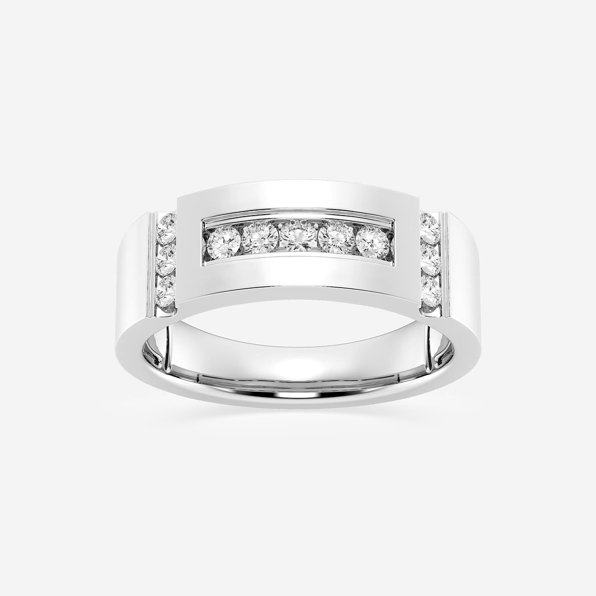 1/2 ctw Round Lab Grown Diamond Men\'s Framed Channel Set Wedding Band