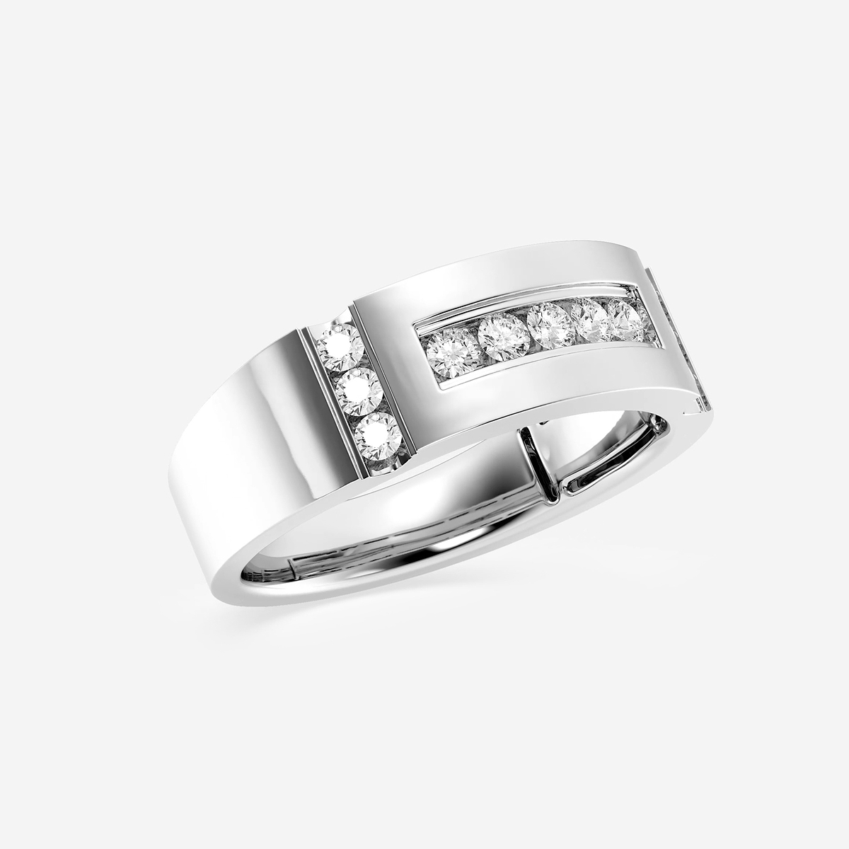 Additional Image 1 for  1/2 ctw Round Lab Grown Diamond Men\'s Framed Channel Set Wedding Band