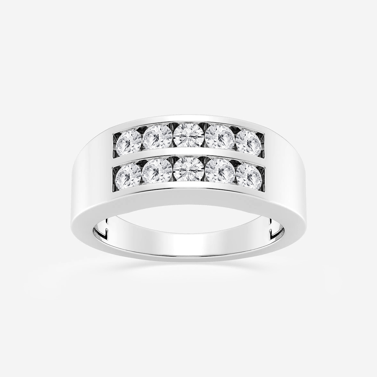 1 ctw Round Lab Grown Diamond Men\'s Double Row Channel Set Wedding Band