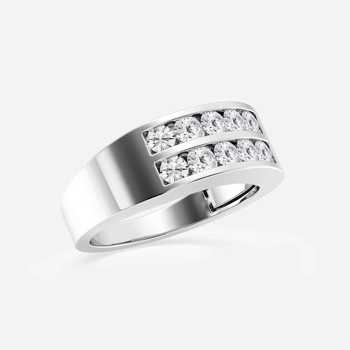 Additional Image 1 for  1 ctw Round Lab Grown Diamond Men\'s Double Row Channel Set Wedding Band